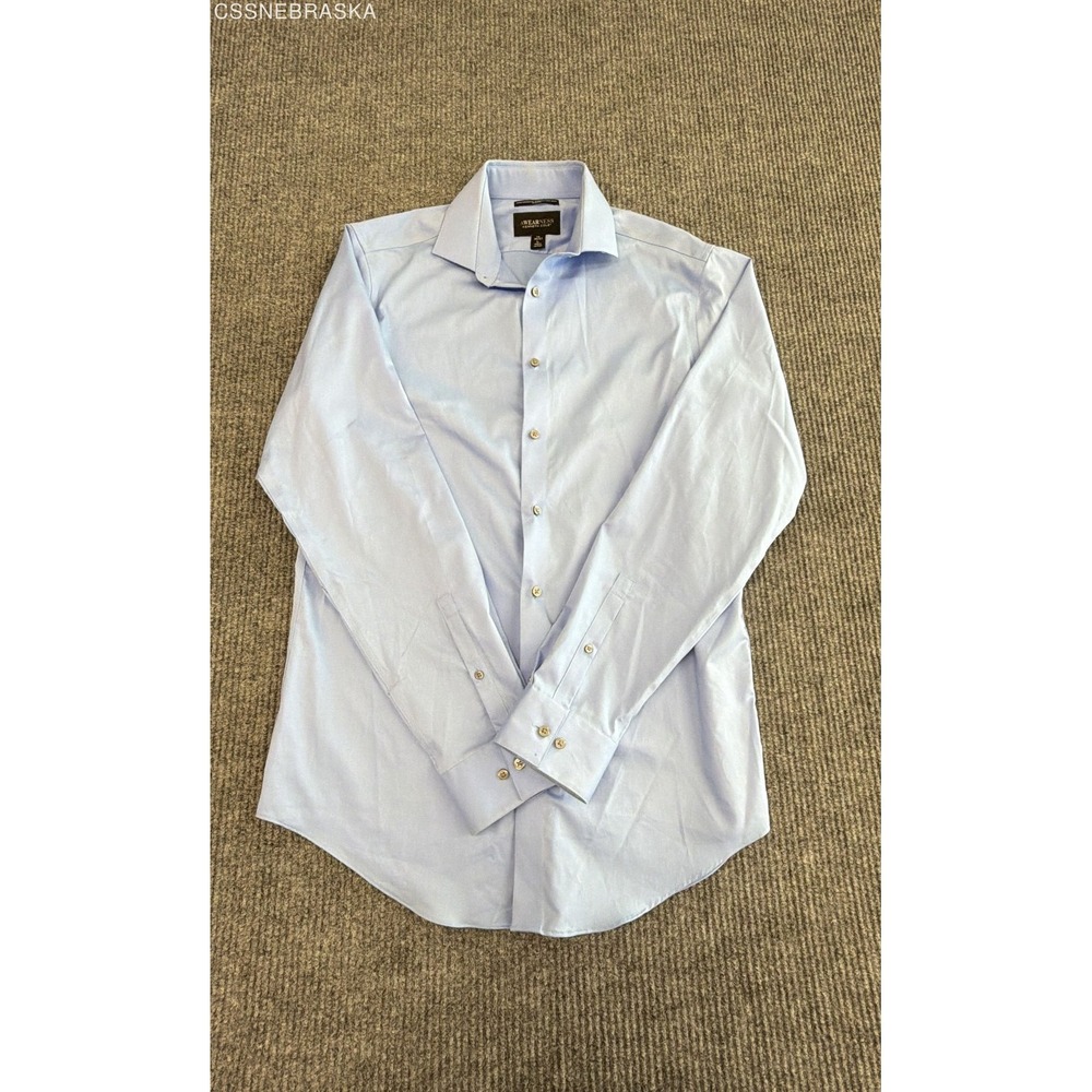 Awearness Kenneth Cole Men's Light Blue Slim Fit‎ Stretch Dress Shirt 16 36/37 L